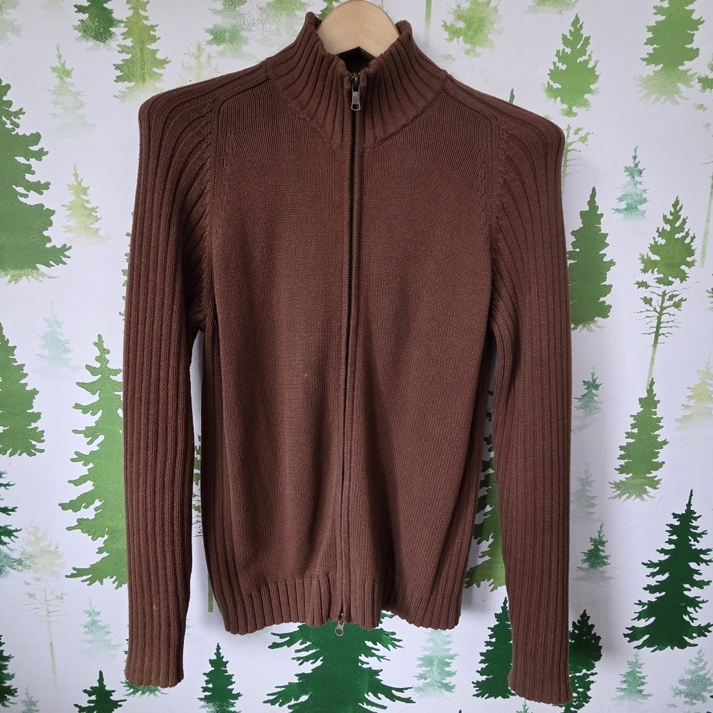 Club Room Men's Zip Up Brown Sweater